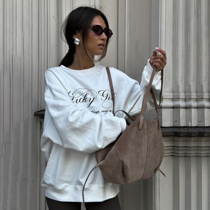 Casual sweatshirt for women with elegant inscription Lune London