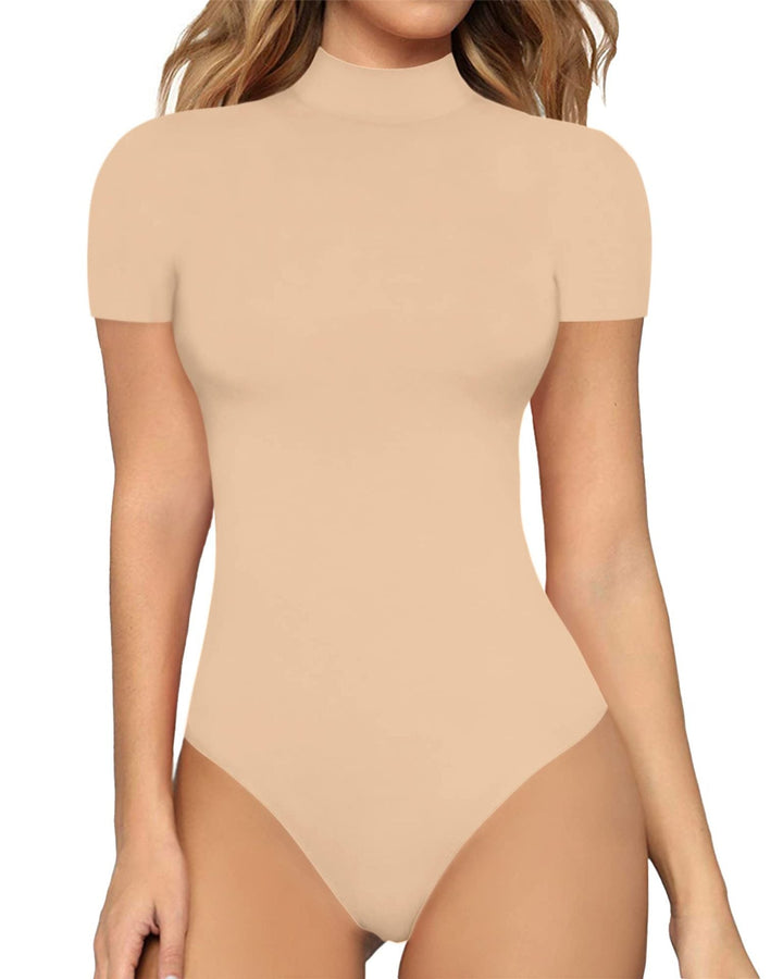 Women’s bodysuit with high collar and short sleeves Lune London