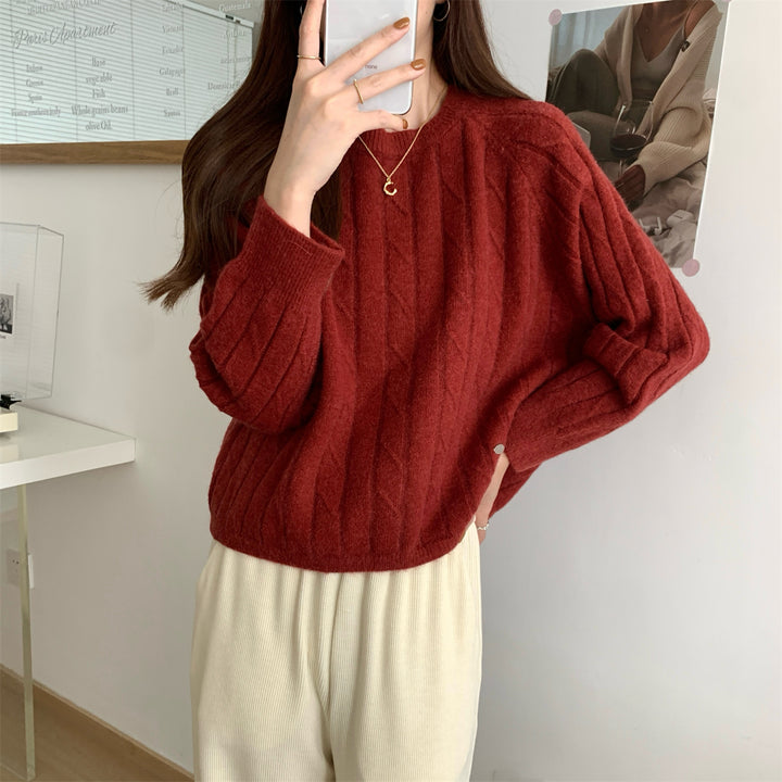 Pull en tricot épais pour femmes avec motif texturé et coupe décontractée Chic & Stil