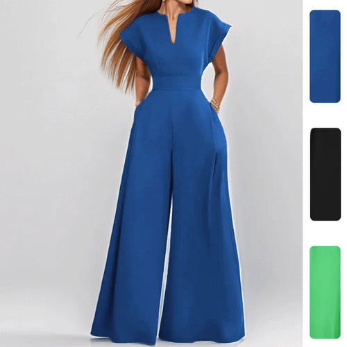 Combinaison large élégante pour femmes avec des manches courtes et un décolleté plongeant Chic & Stil
