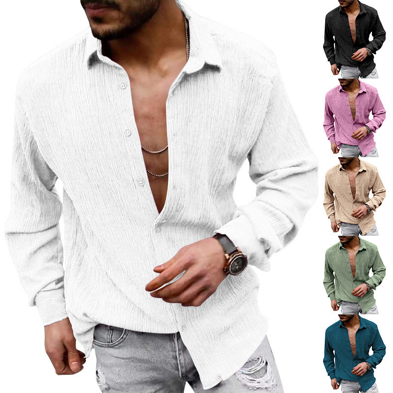 Men's casual long sleeve shirt with textured design Amarae