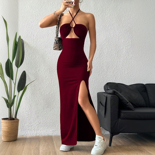 Robe maxi femme avec découpe élégante et fente excitante Chic & Stil