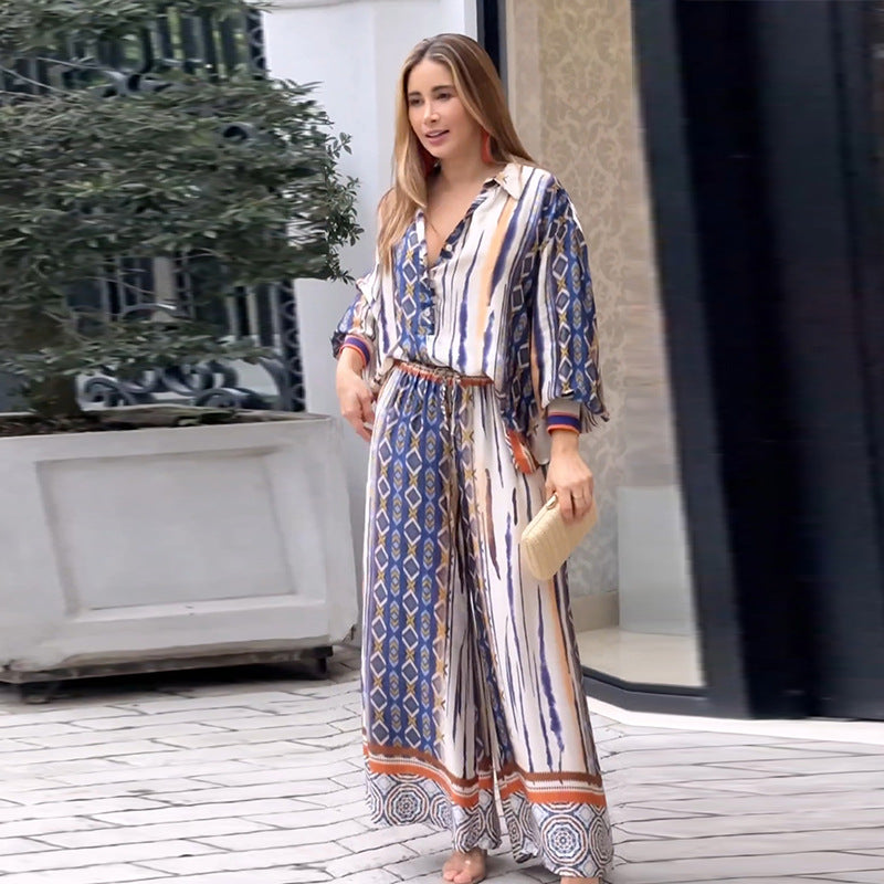 Elegant maxi dress for women with a modern graphic pattern and a fitted bust area Lune London