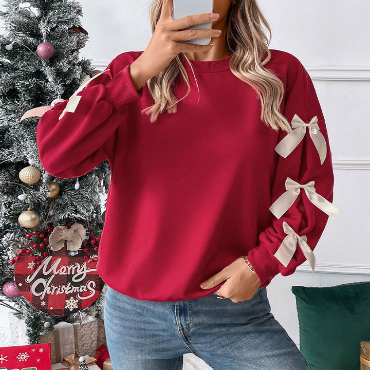 Ladies sweatshirt with ruffle and bow details Lune London