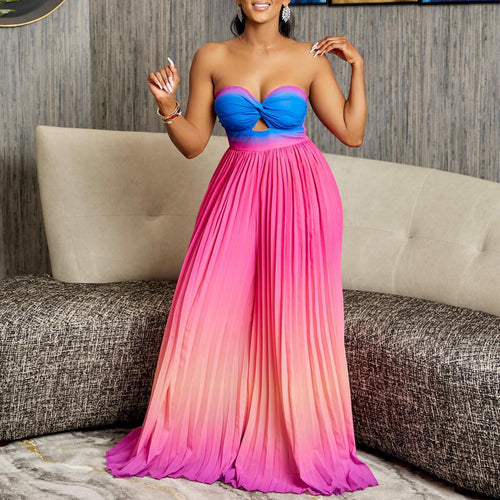 Maxi strapless dress for ladies with pleated details Amarae
