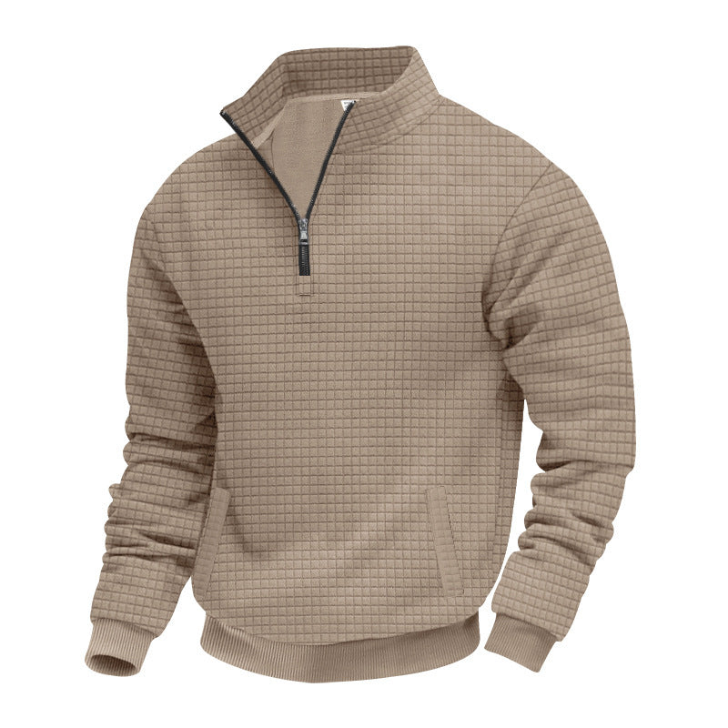Sporty fleece pullover for men with half-zip Lune London