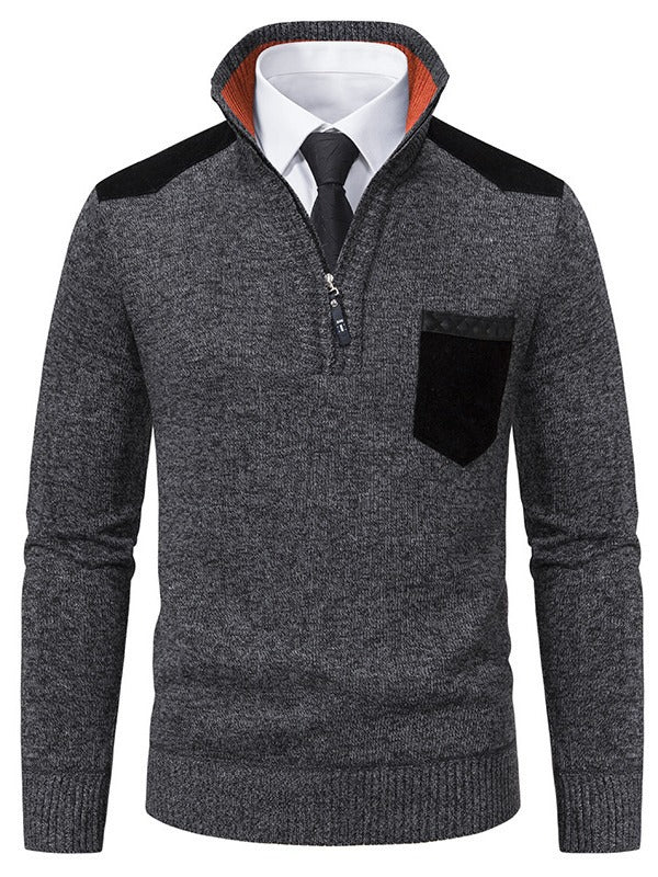 Fashionable men's pullover with short zipper and elegant details Lune London