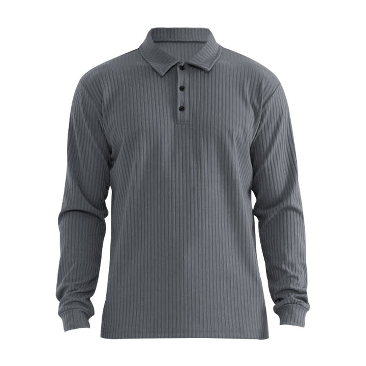 Long sleeve polo shirt for men with structured ribbed look Lune London