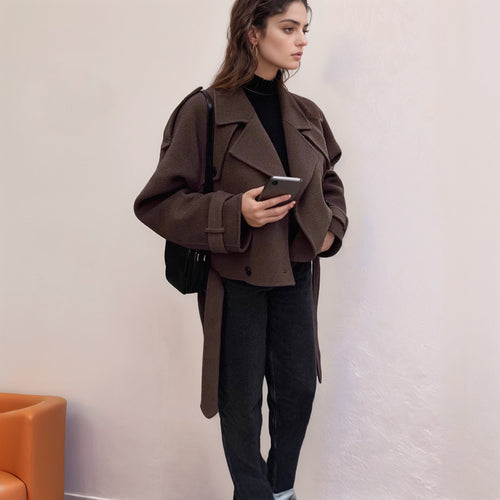 Amarae double-breasted cropped women's jacket with large collar