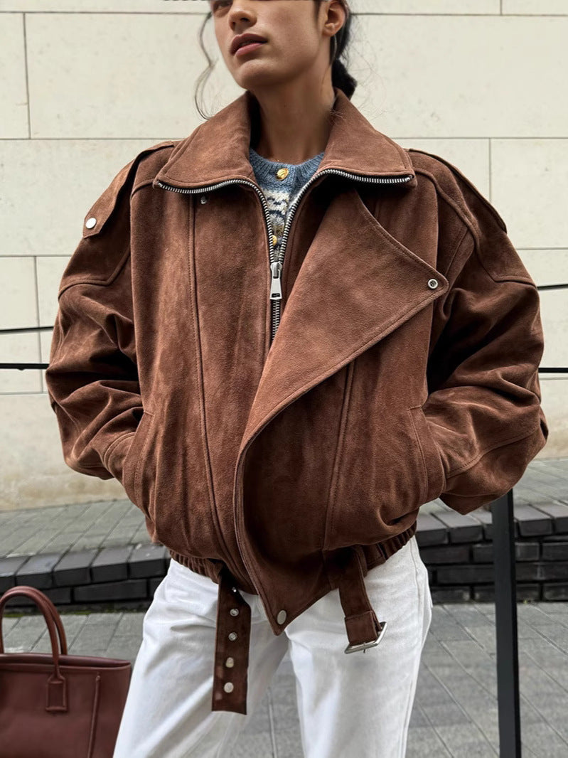 Fashionable suede jacket for women with a modern design Lune London
