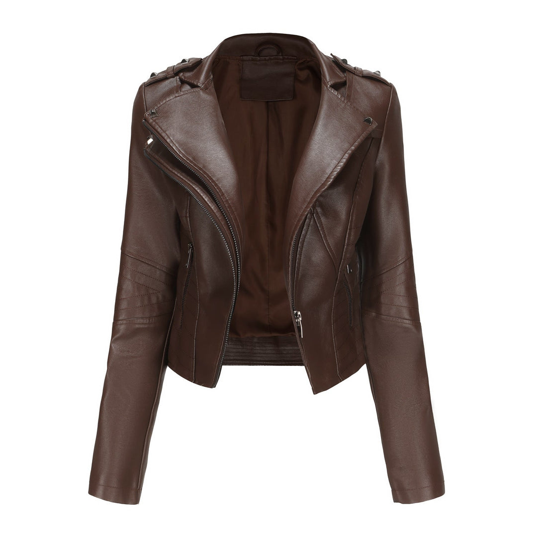 Women Stylish Biker Jacket with Asymmetrical Zipper and Detail Seams Lune London