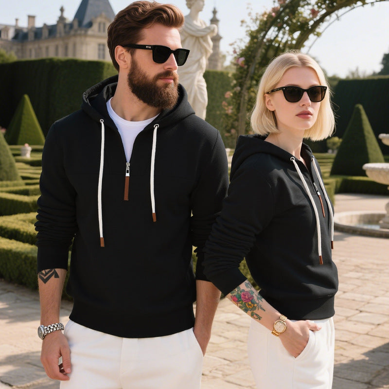 Men's casual hoodie with high-quality fleece and modern zipper Chic and style