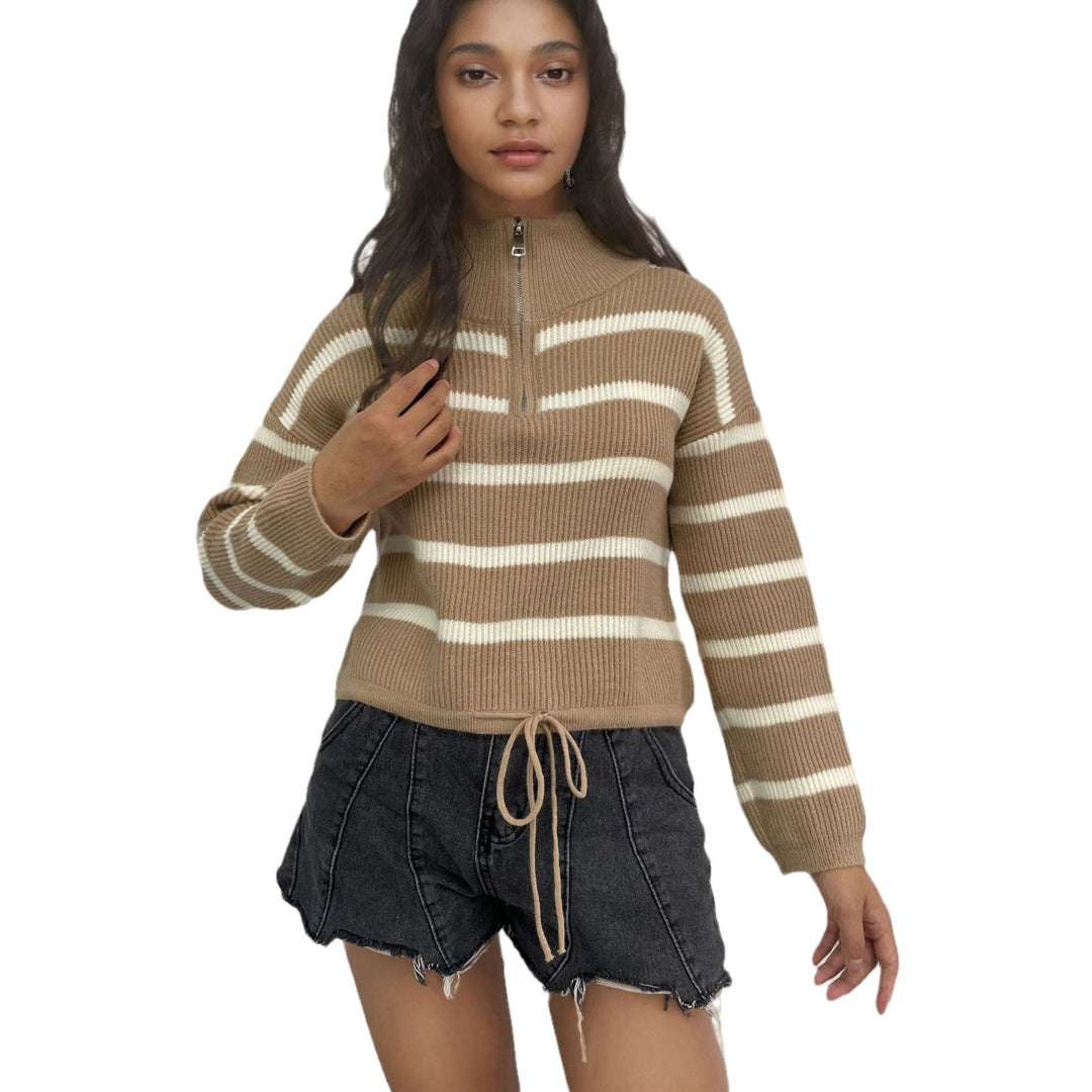 Pull en tricot pour femmes avec col zippé et coupe ajustée Chic & Stil