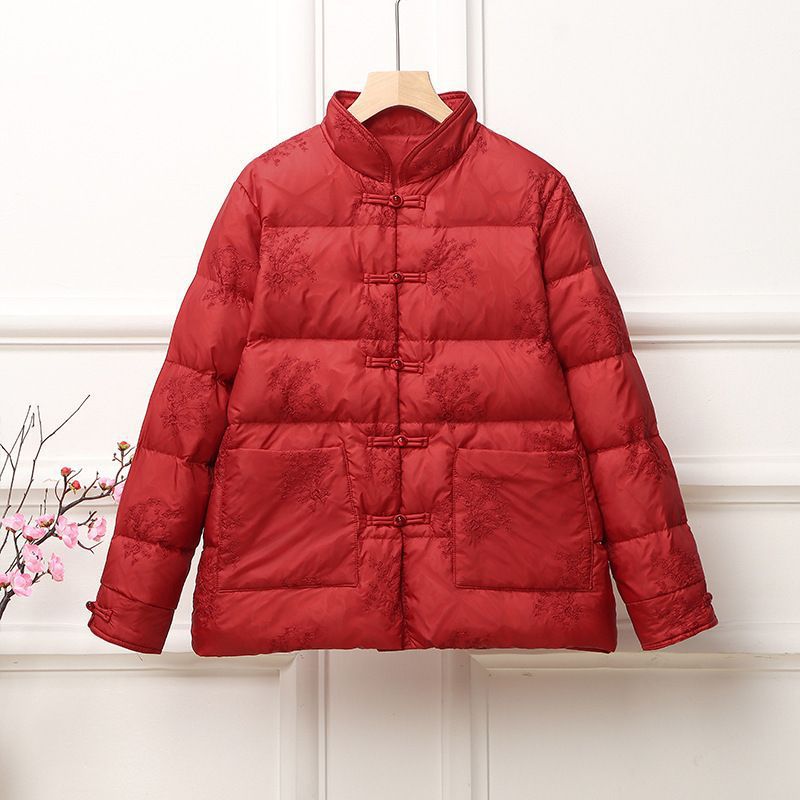 Women's padded quilted jacket with stand-up collar and traditional button placket Amarae