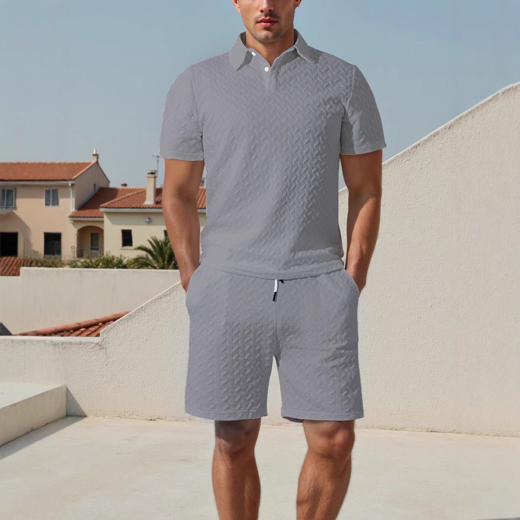 Men's polo and shorts set with breathable design and elastic waist Lune London