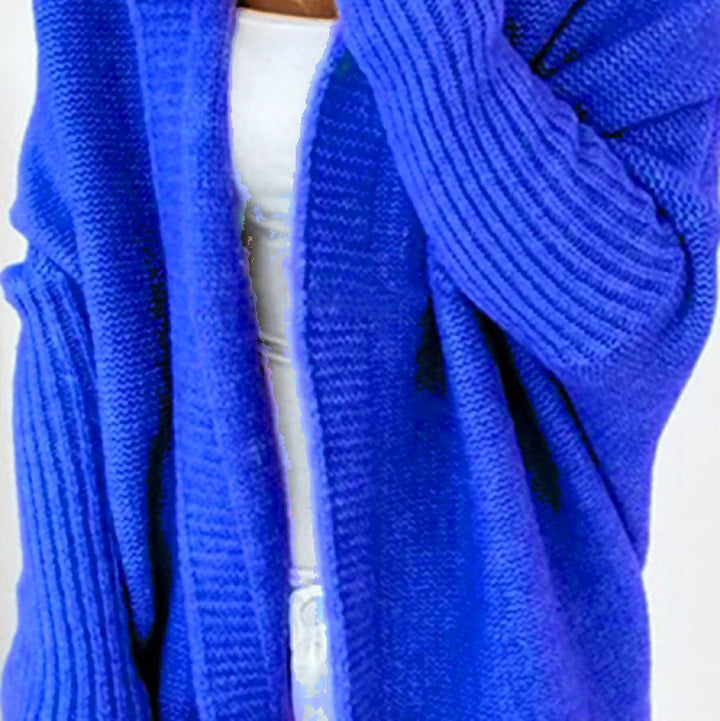 Ladies Casual Knit Sweater with Open Front and Fine Texture Lune London
