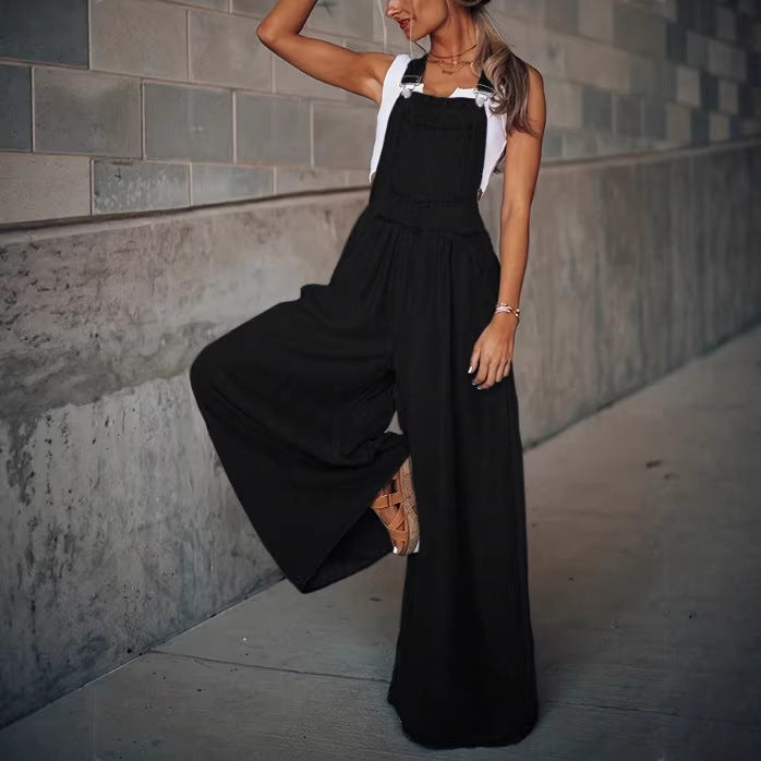 Ladies Wide Overalls in Palazzo Style with Adjustable Straps Amarae