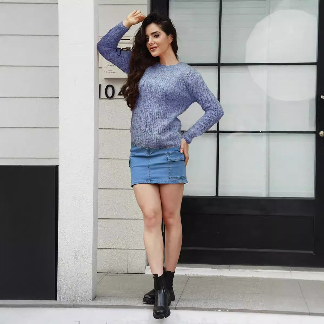 Soft knit sweater for women with relaxed fit and textured material Lune London