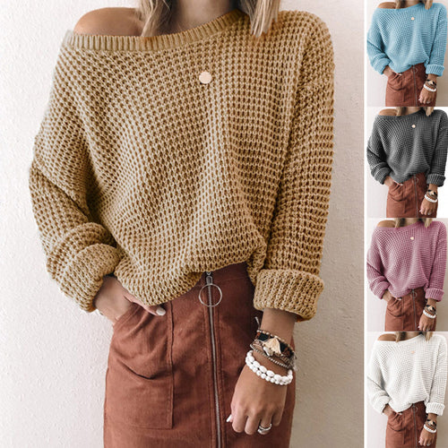 Casual knit sweater for women with a loose fit and an off-shoulder design Amarae