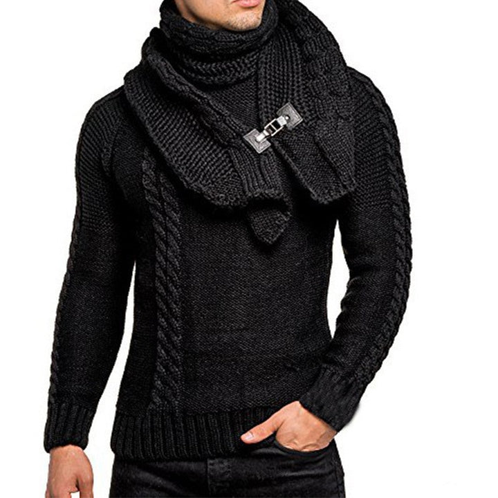 Knitted pullover for men with integrated scarf Lune London