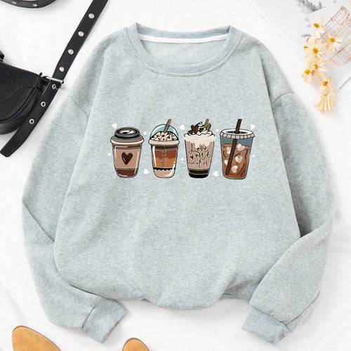 Women's Cozy Sweatshirt with Coffee Motif Chic & Stil