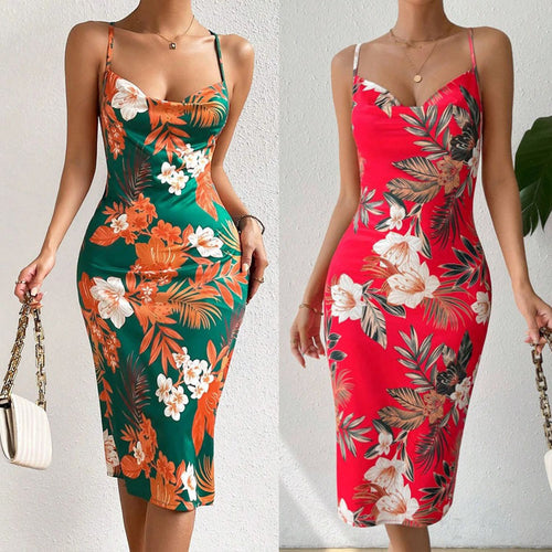 Chic and Stylish Floral Bodycon Midi Dress for Women