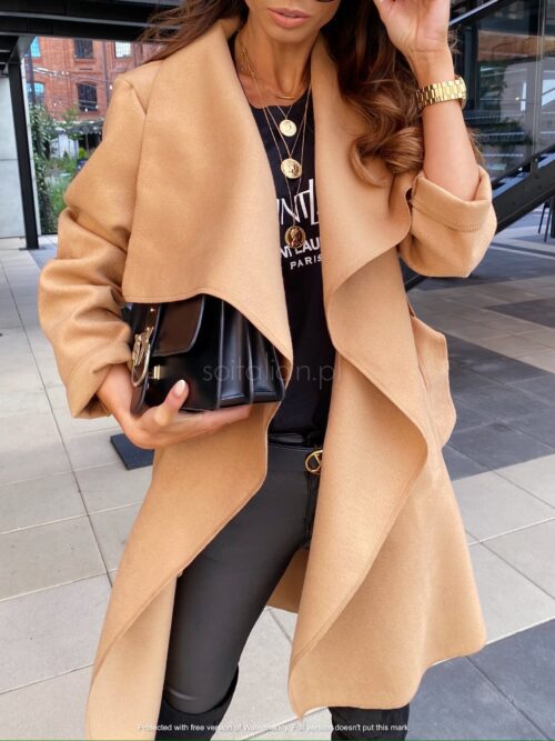 Elegant and bold women's coat with a casual wrap design Lune London