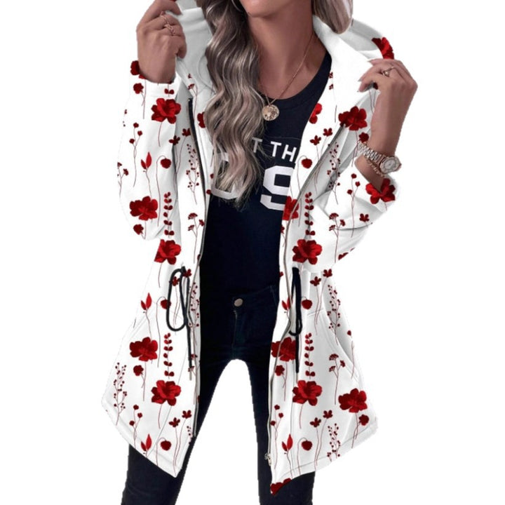 Women's Floral Print Hooded Parka with Padded Lining Amarae