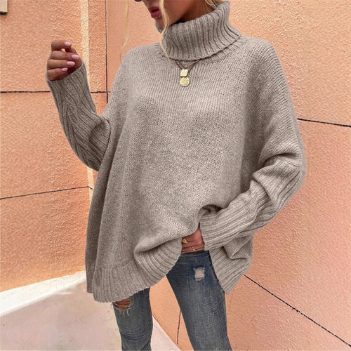 Chunky knit sweater for ladies with high collar Amarae