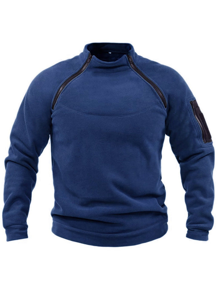 Men's Thermal Fleece Pullover with High Collar and Practical Pockets Chic Und Stil