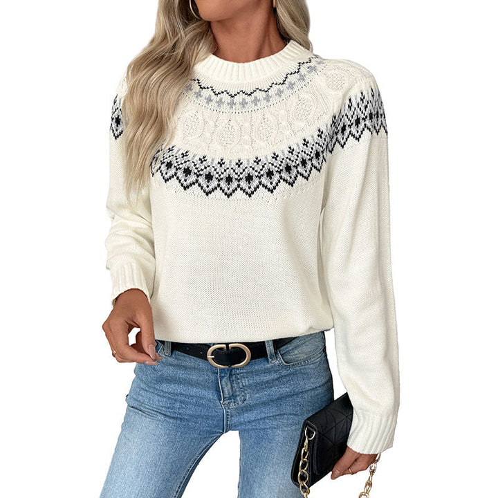 Women's Knitted Sweater with Traditional Norwegian Pattern Lune London