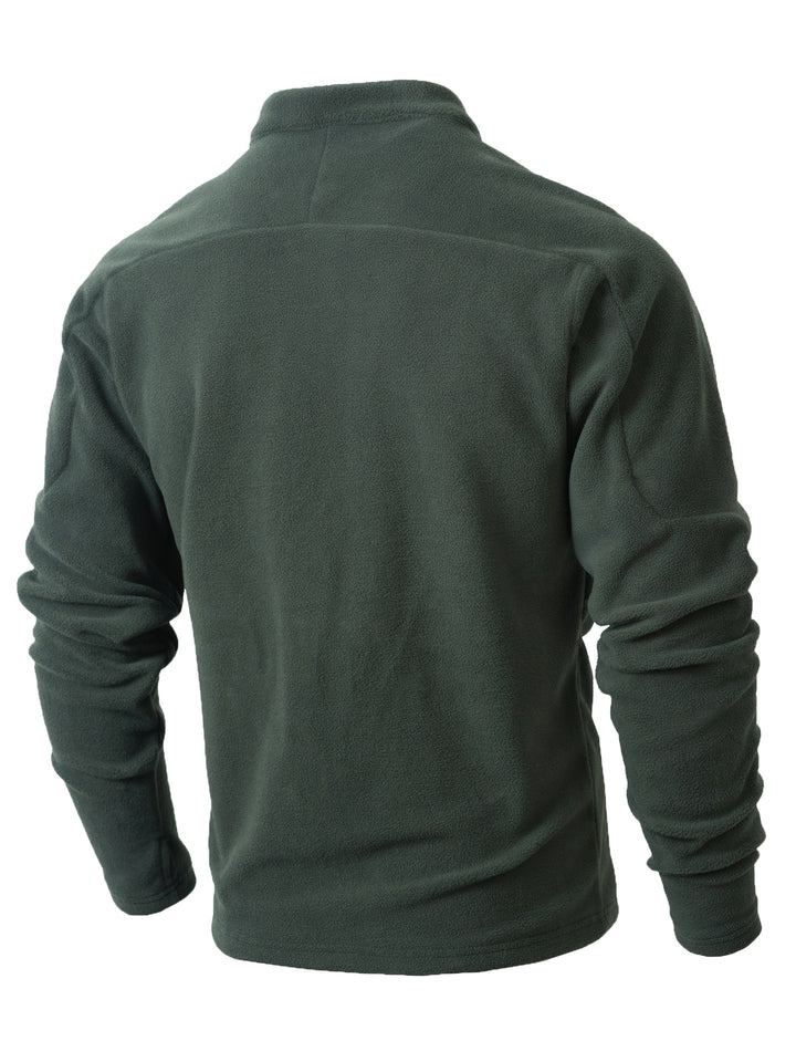 Men's fleece pullover with trendy high collar and practical button details Lune London