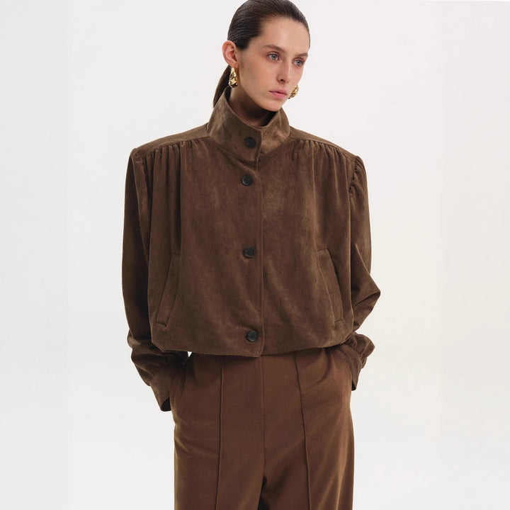 Oversized blouse for women with a chic pleated design and elegant button details Lune London