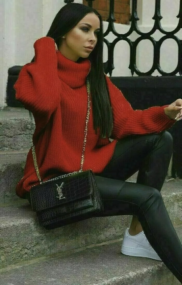 Oversized knitted sweater for women with high collar and relaxed fit Lune London