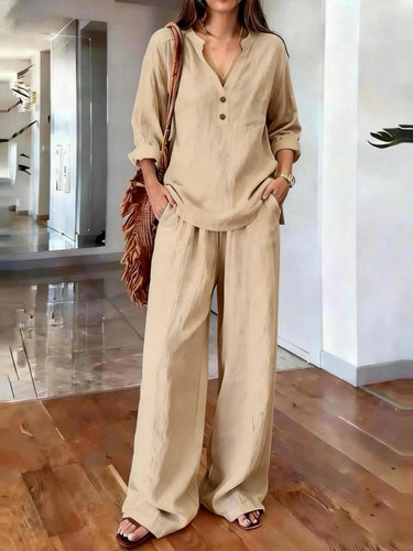 Casual set for women with structured top and wide pants Amarae