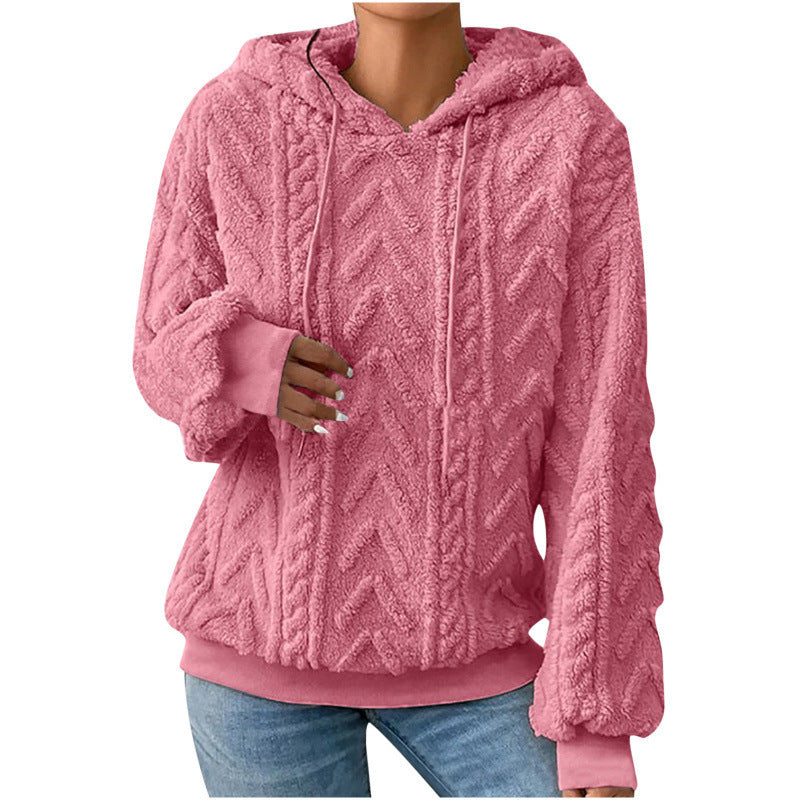 Women's fluffy hoodie with cable-knit pattern and oversized cut Amarae