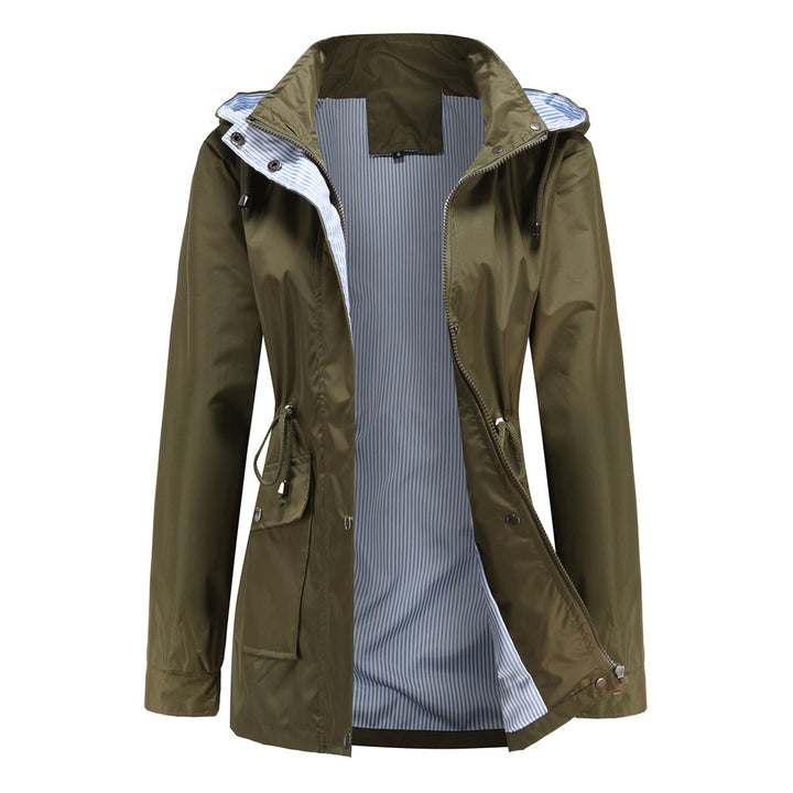 Veste de pluie imperméable pour femmes avec capuche ajustable et cordon de taille Lune London