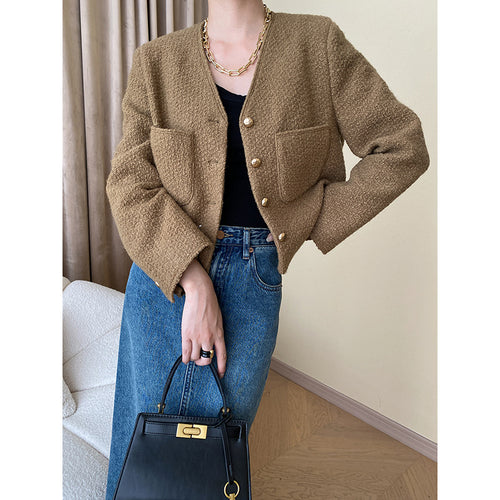 Women's stylish bouclé jacket with button details Chic & Stil