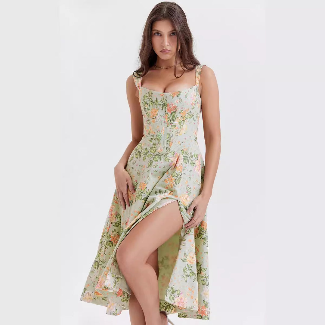 Women's maxi dress with off-shoulder design and floral pattern Lune London