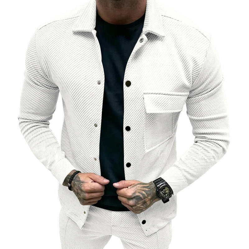Men's elegant casual top with textured design and practical chest pocket Amarae