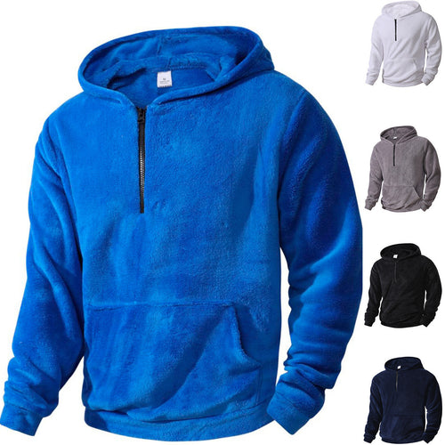 Men's Fleece Hoodie with innovative mid-length zipper Amarae