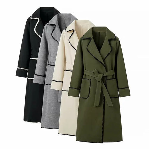 Manteau en laine élégant pour femmes avec décoration contrastée Chic & Stil