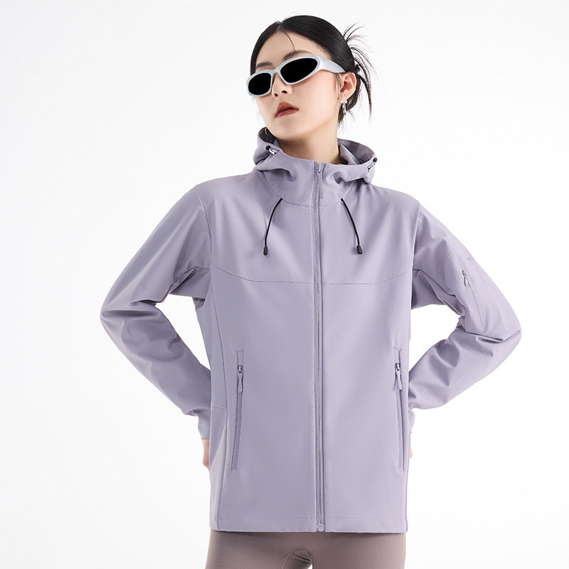 Women's Breathable Softshell Rain Jacket with Hood, Windproof and Minimalist Tech Look Amarae