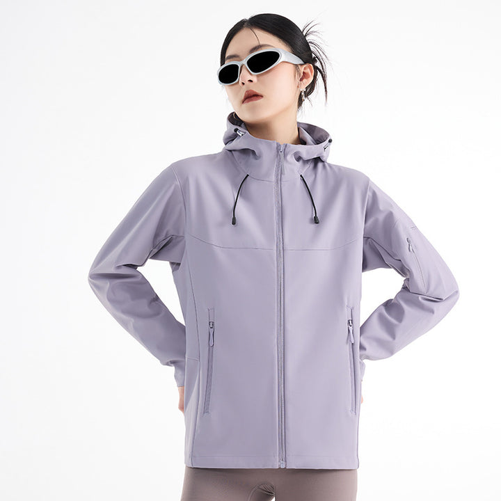 Women's Breathable Softshell Rain Jacket with Hood, Windproof and Minimalist Tech Look Amarae