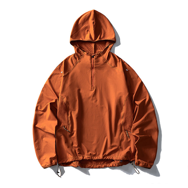 Unisex Lightweight Oversized Hoodie with Half Zip, Quilted Inserts and Drawstring Hood
