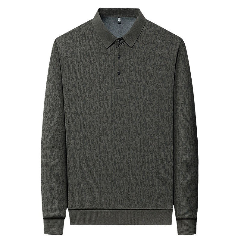 Men's long sleeve polo shirt with textured design and moisture-wicking fabric Lune London