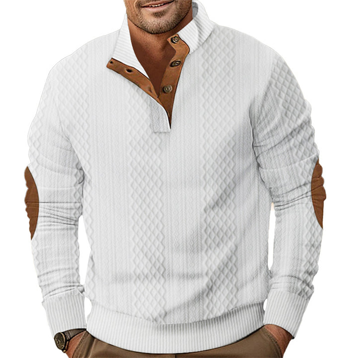 Trendy knitted sweater for men with a modern button design and a textured fabric Lune London