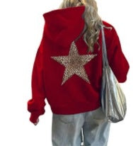 Women’s Hoodie with Eye-Catching Leopard Star Design Chic & Stil