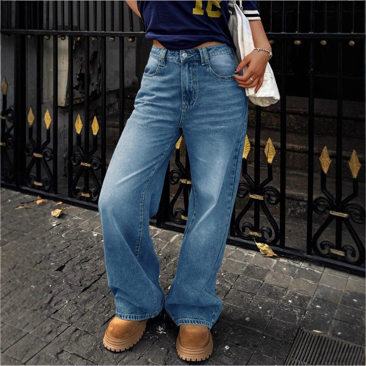 Women's High-Waist Wide Denim Pants with Palazzo Cut Amarae