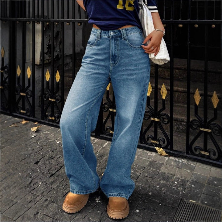 Women's High-Waist Wide Denim Pants with Palazzo Cut Amarae